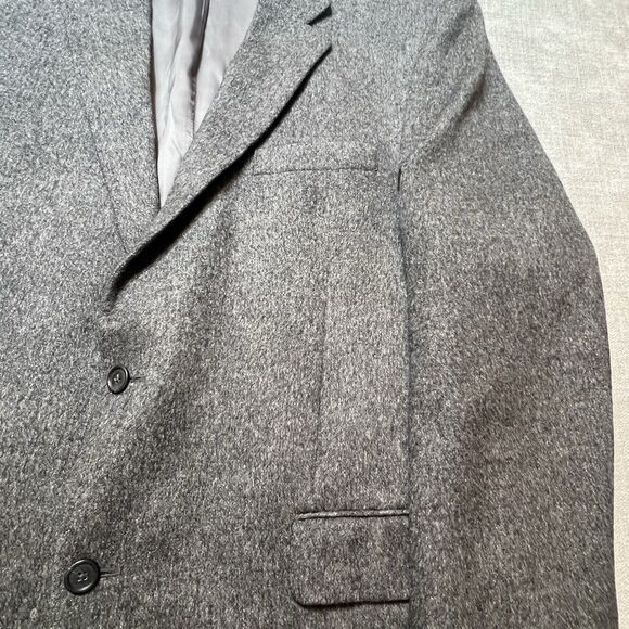 Jos A Bank 100% Camelhair Dark Gray Charcoal Flannel Blazer Sport Jacket 46L - Picture 3 of 10